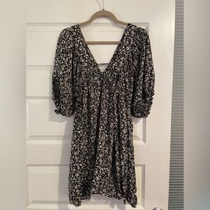 Fab’rik black and tan floral babydoll dress